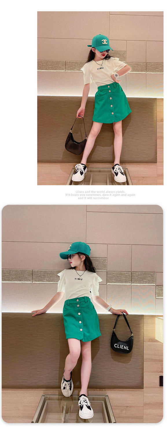 Girls' Leisure Sports Two-piece Suit Middle-sized Teenager Clothing
