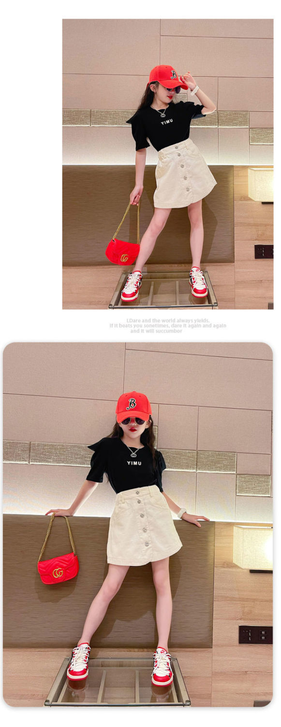 Girls' Leisure Sports Two-piece Suit Middle-sized Teenager Clothing